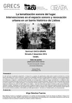 Seminario: La tematización sonora del lugar. Intervenciones en el espacio sonoro y renovación urbana en un barrio histórico de Lisboa 